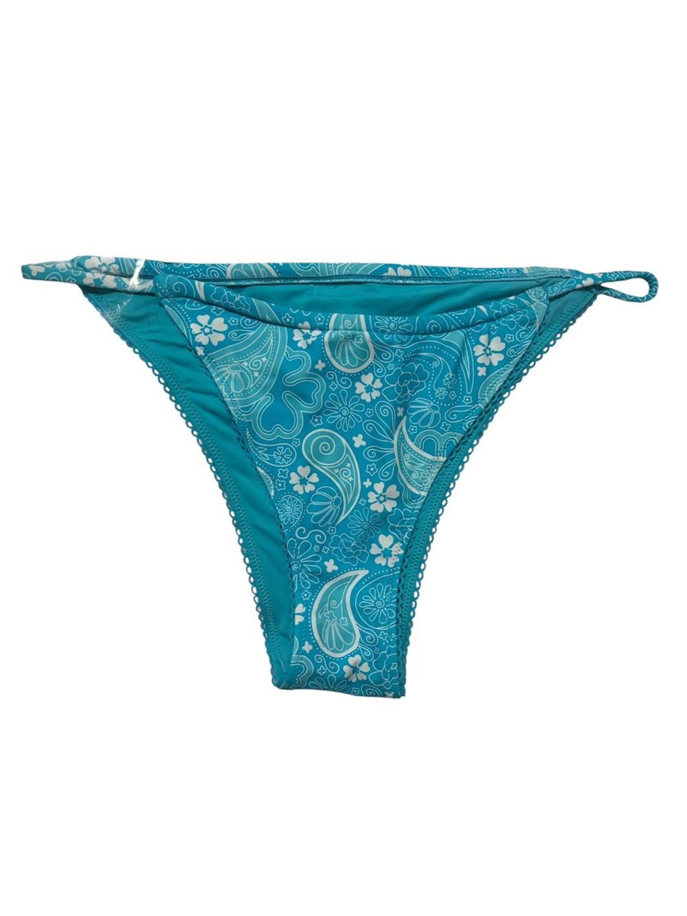 Blackbough Swim x Emma Brooks Bikini Bottom XL Teal Paisley Cheeky Stretch NWOT